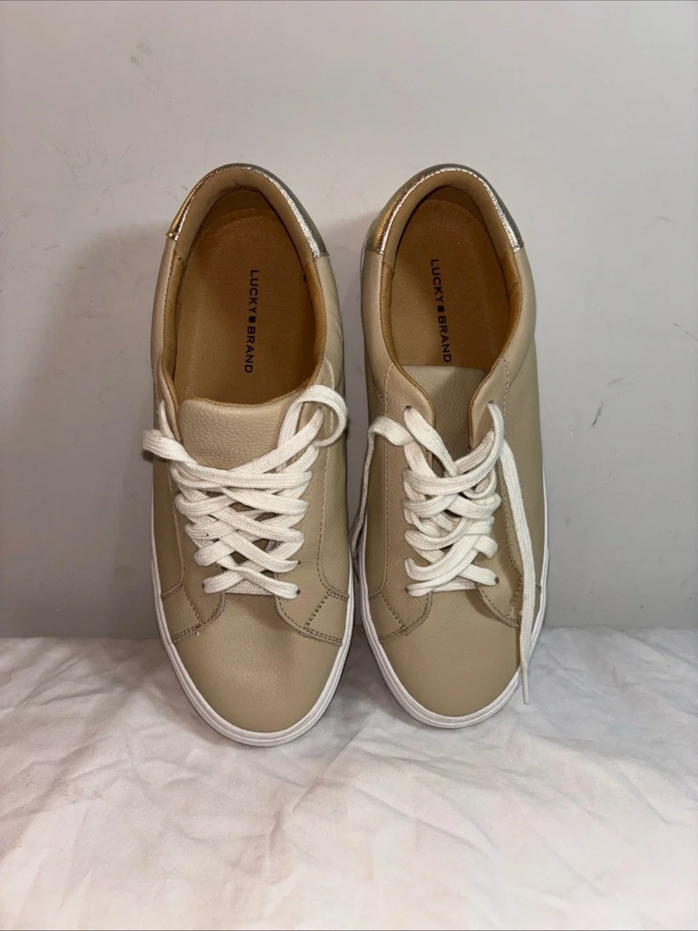 Lucky Brand Tan Leather Lace-Up Sneakers
